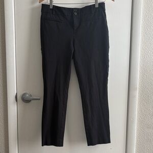Anthropologie Black Essential  Slim Ankle Career Wear  2 Button Front Pants SZ 8